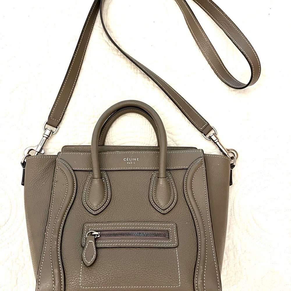 Taupe Celine Nano Tote from 2023 Collection designed by Hedi Slimane